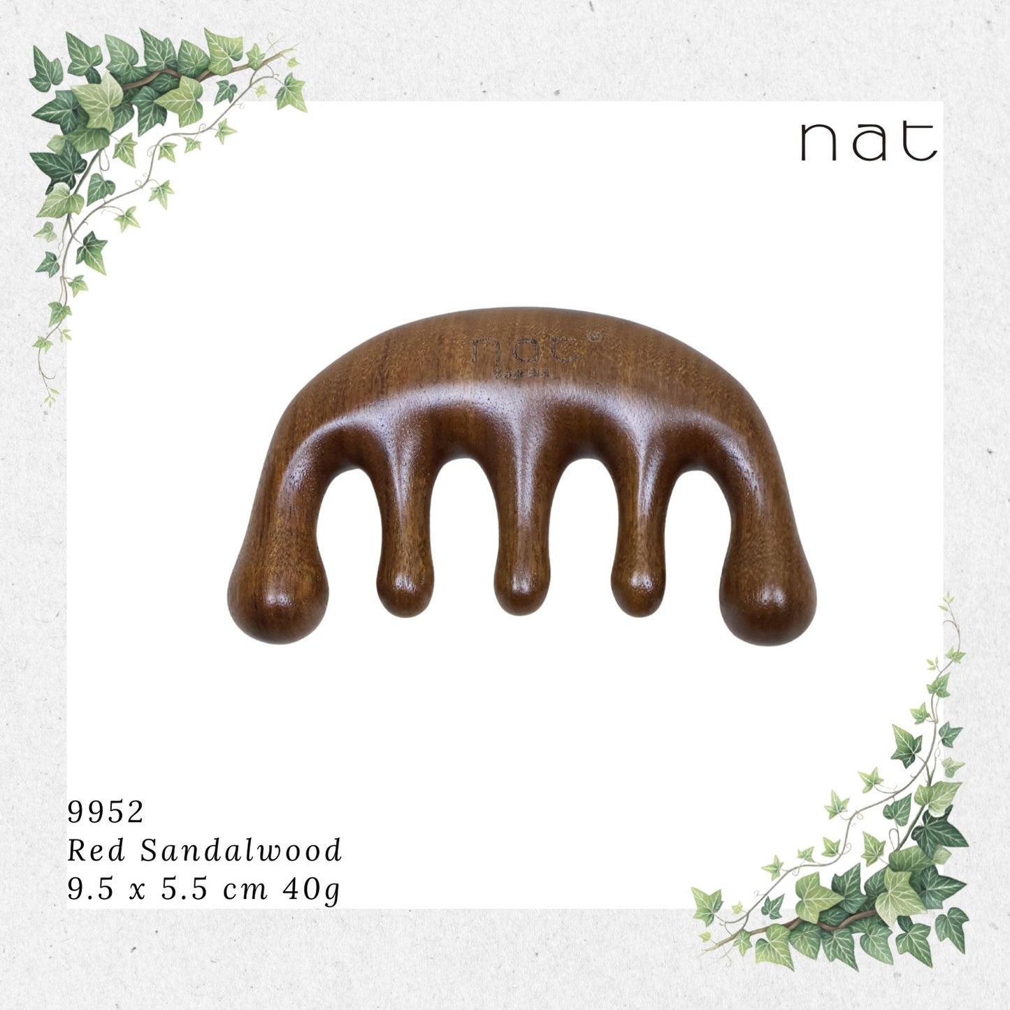 NAT Natural Red Sandalwood Wooden Massage Anti-Static Gua Sha Comb [9952]