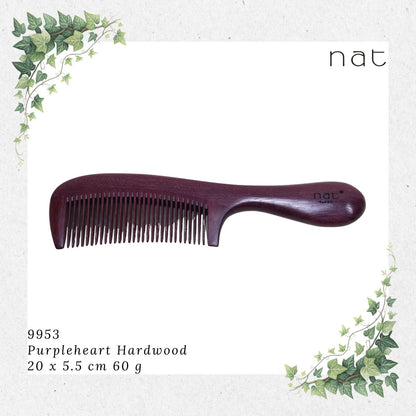 NAT Natural Purpleheart Hardwood Wooden Anti-Static Wood Comb [9953]