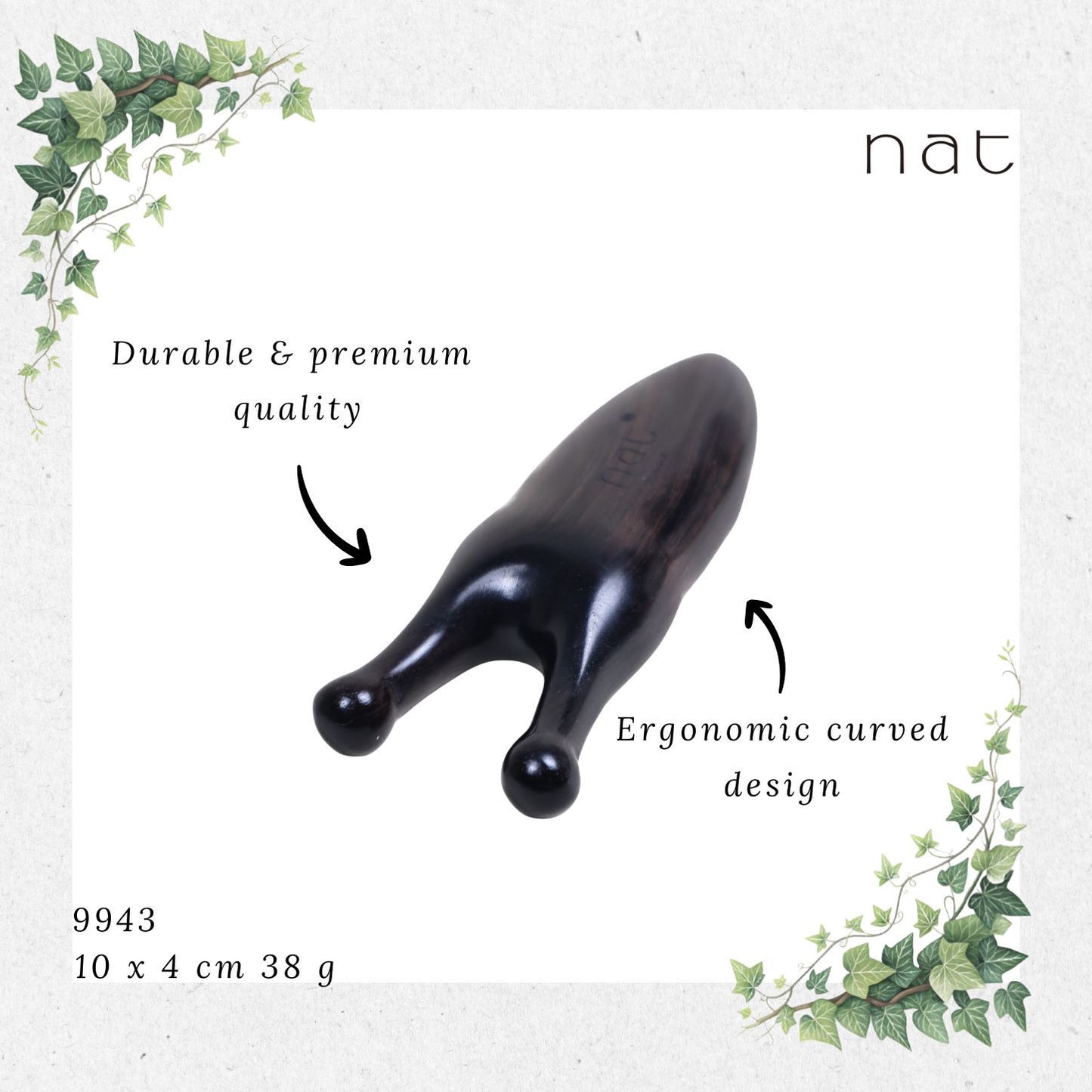 NAT Natural Precious African Blackwood Dalbergia Wood Wooden Massage Anti-Static Eye & Nose Gua Sha [9943]