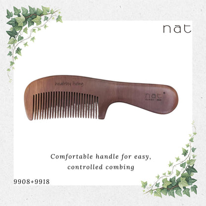 NAT Natural Machilus Nanmu Wood Wide & Fine Tooth Anti-Static Comb Set [9908+9918]