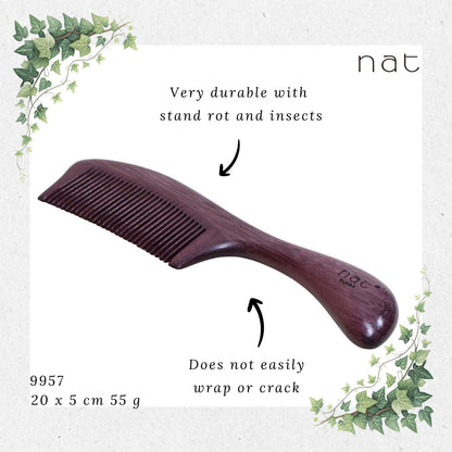 NAT Natural Purpleheart Hardwood Wooden Anti-Static Wood Comb [9957]