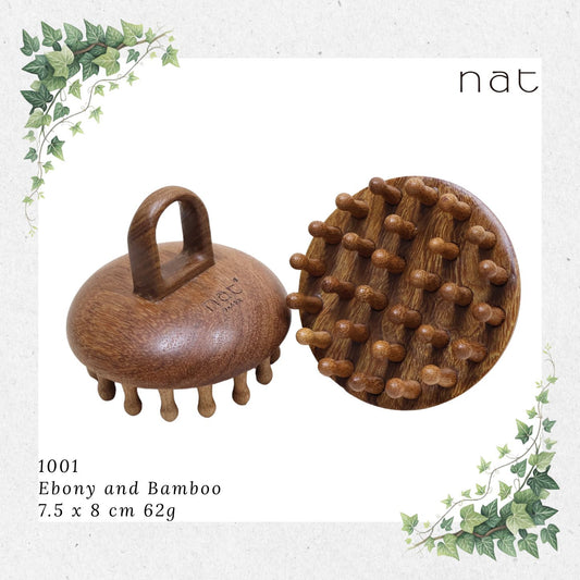 NAT Natural Ebony Wood and Bamboo Massage Anti-Static Gua Sha Comb [1001]