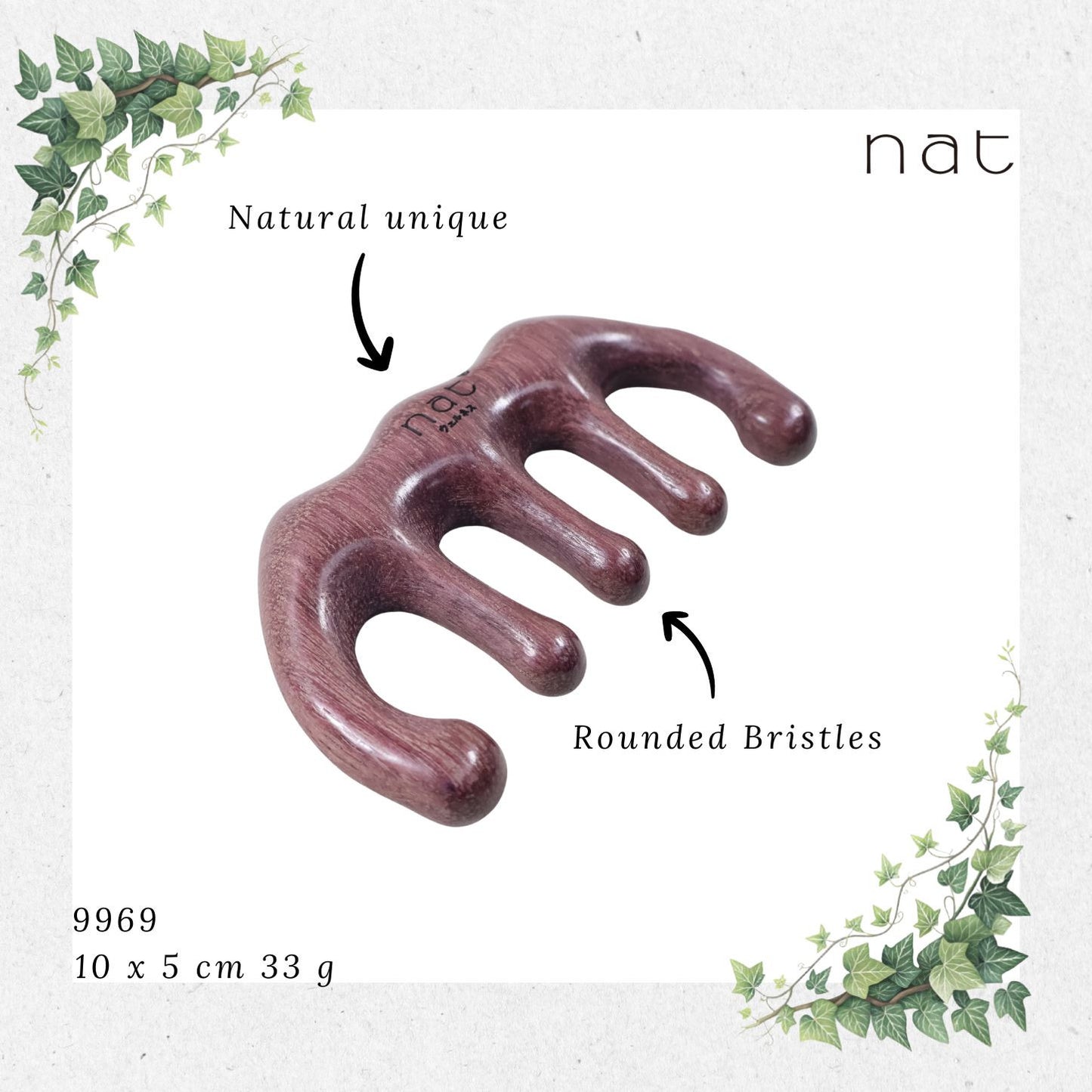 NAT Natural Purpleheart Wood Wooden Massage Anti-Static Gua Sha Comb [9969]