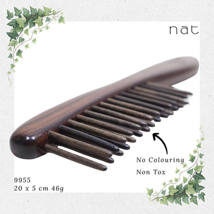 NAT PREMIUM Natural Chacate Preto Wood Hair Detangler Anti-Static Comb [9955]