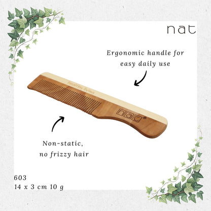 NAT Natural High Quality Light & Portable Anti-Static Wooden Comb [603]