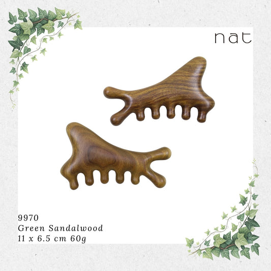 NAT 4-in-1 Natural Argentinian Green Sandalwood Massage Anti-Static Comb for Gua Sha and Massaging [9970]