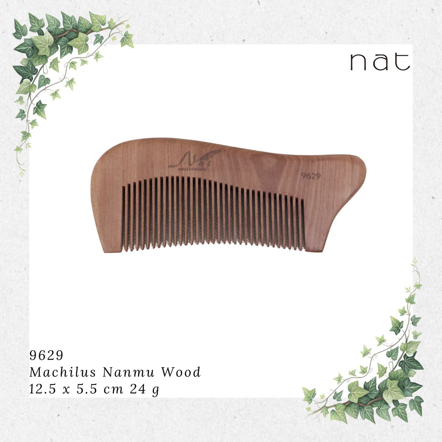 NAT Natural Machilus Nanmu Anti Static Wooden Comb [9629]