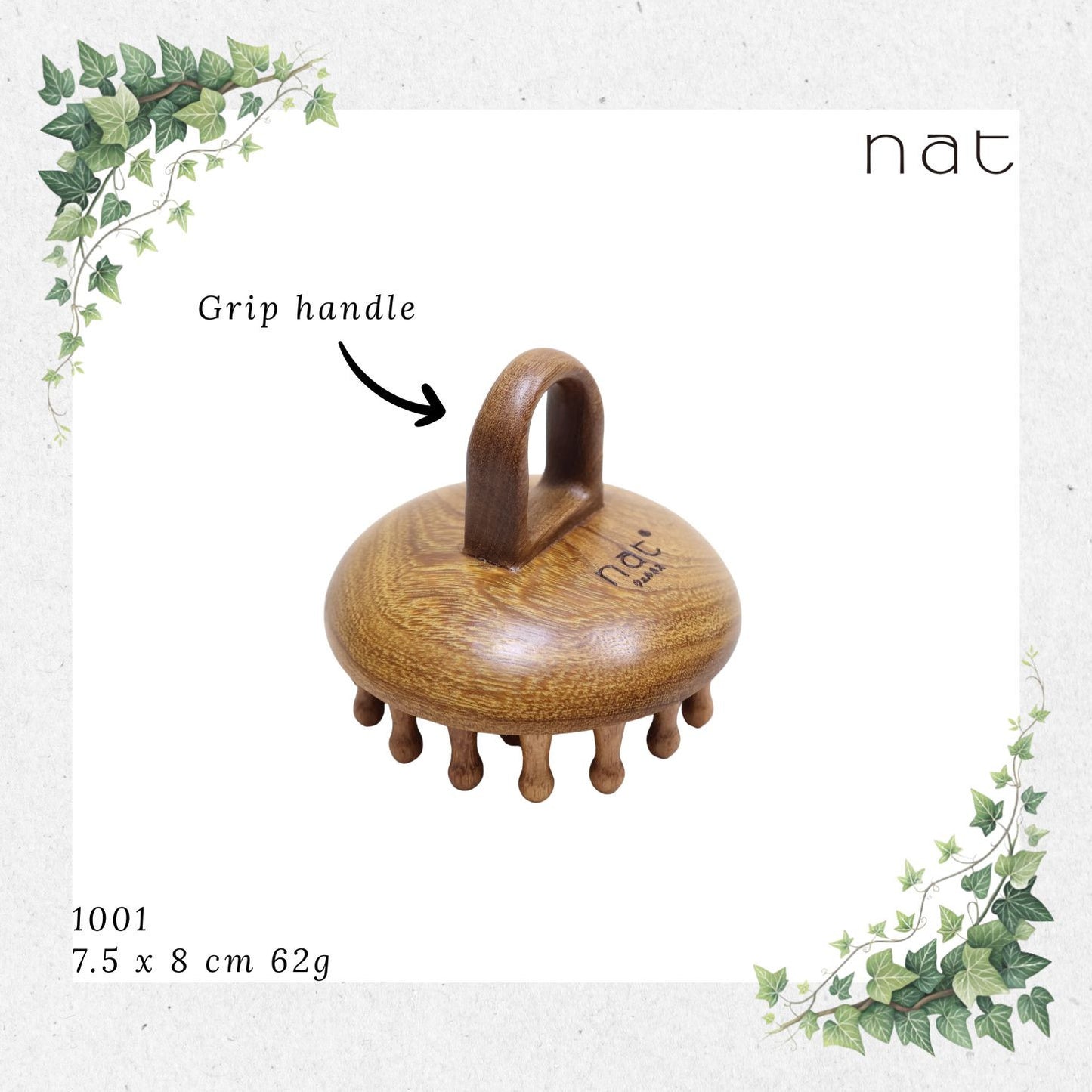 NAT Natural Ebony Wood and Bamboo Massage Anti-Static Gua Sha Comb [1001]