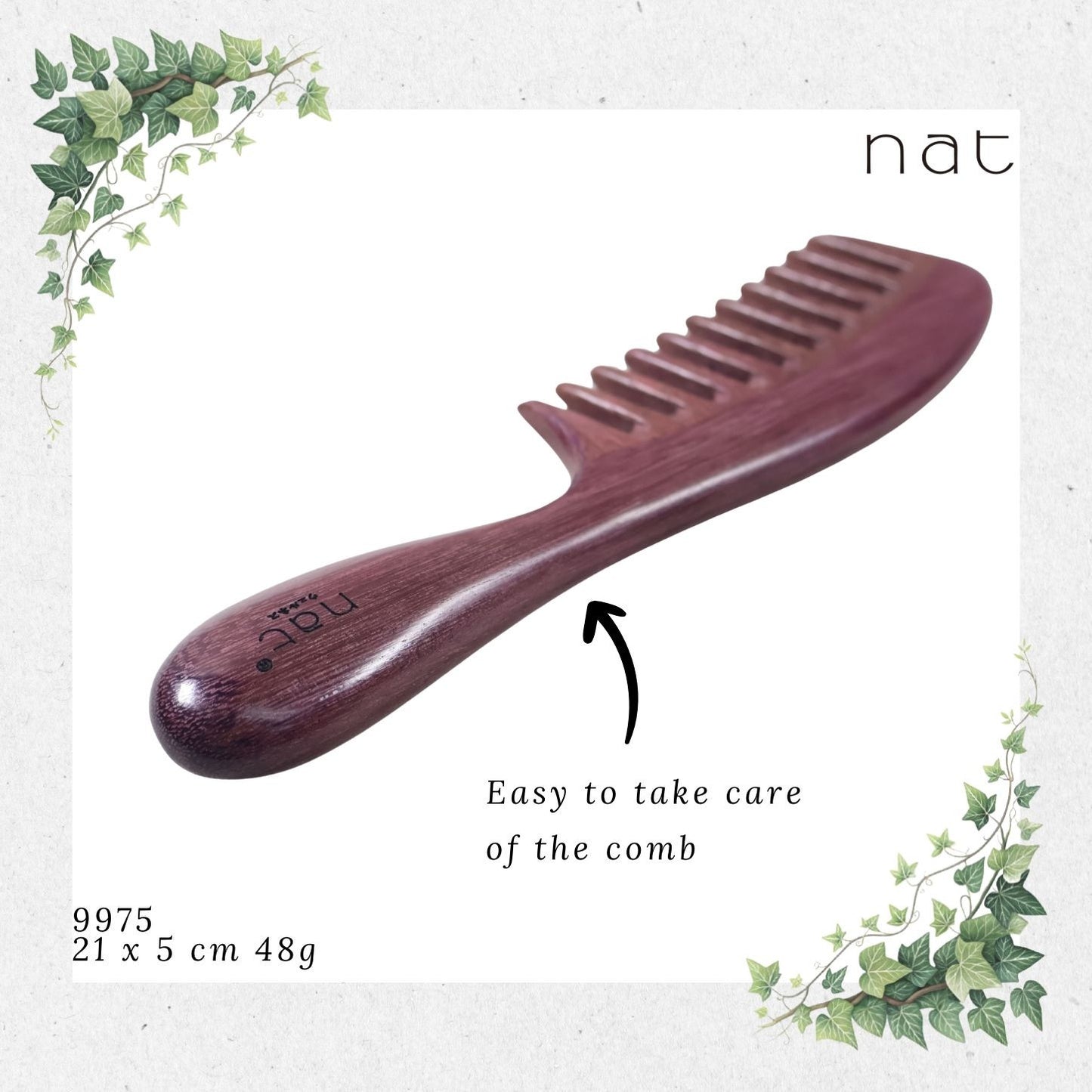 NAT Natural Purpleheart Wood Comb [9975]