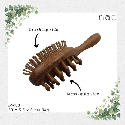 NAT Natural Massaging Massage Red Sandalwood Paddle Brush [BW83]
