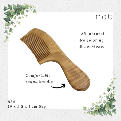NAT Natural Green Sandalwood Fine Tooth Anti-Static Comb [9841]