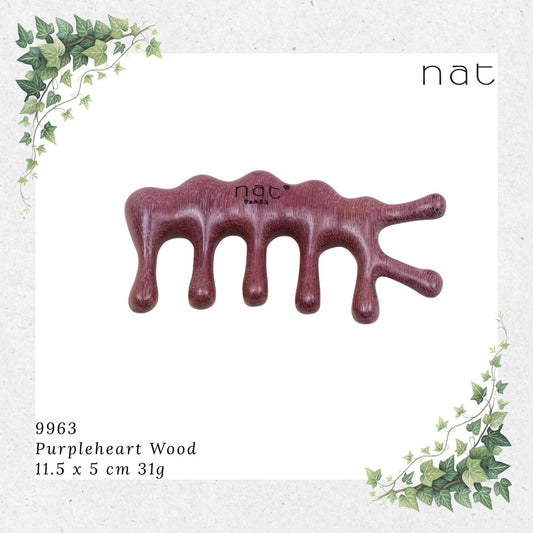 NAT Natural Purpleheart Wood Wooden Massage Anti-Static Fish Bone Gua Sha Comb [9963]