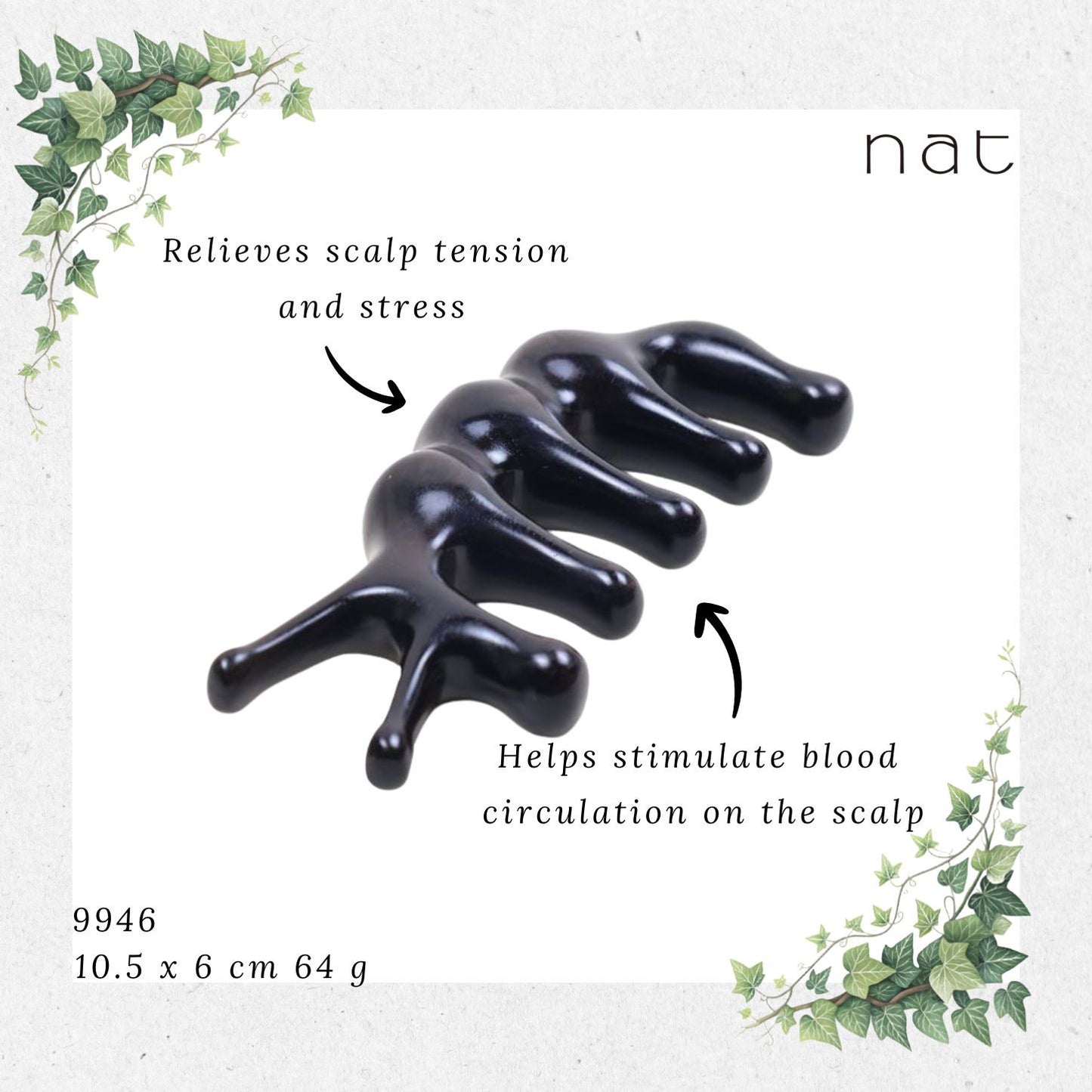 NAT Natural Rare African Blackwood Dalbergia Wood Wooden Massage Anti-Static Gua Sha Comb [9946]