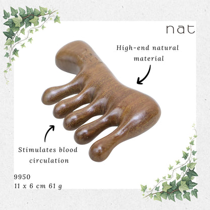 NAT Natural Walnut Wooden Wood Massage Anti-Static Handle Comb for Gua Sha and Massaging Sikat Kayu [9938]