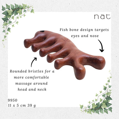 NAT Natural Peruvian Balsamo Wood Wooden Massage Anti-Static Gua Sha Fish Bone Comb [9950]