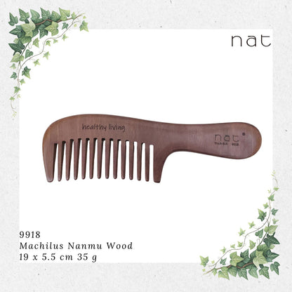 NAT Natural Machilus Nanmu Wood Wide Tooth Anti-Static Comb [9918]