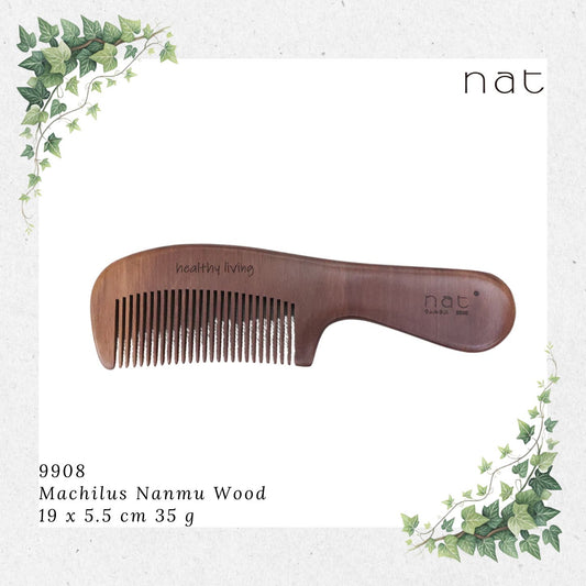 NAT Natural Machilus Nanmu Anti Static Wooden Comb [9908]