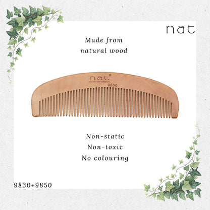 NAT Natural Gold Peach Wood Wide and Fine Tooth Anti-Static Comb Set Comb Set [9830+9850]