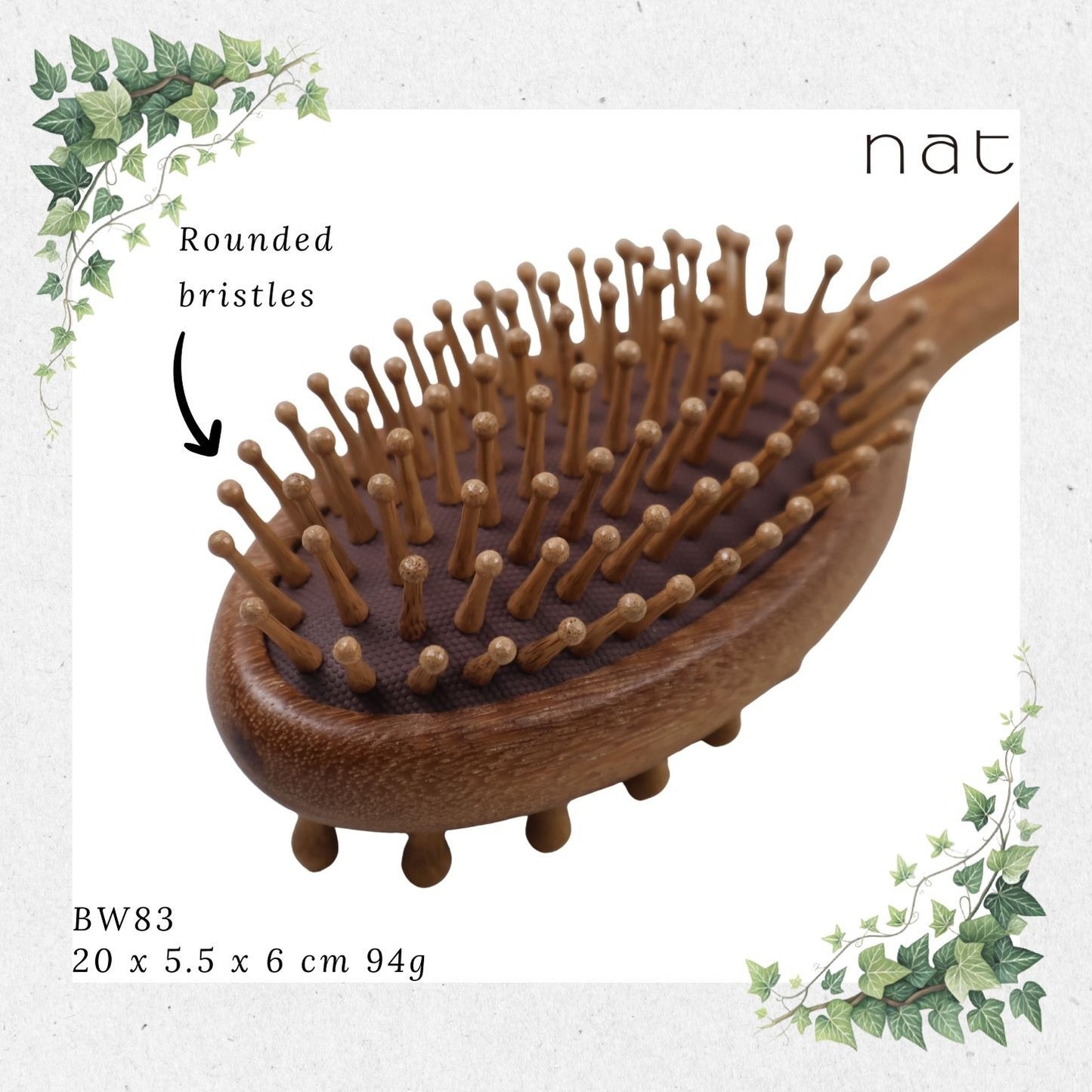NAT Natural Massaging Massage Red Sandalwood Paddle Brush [BW83]