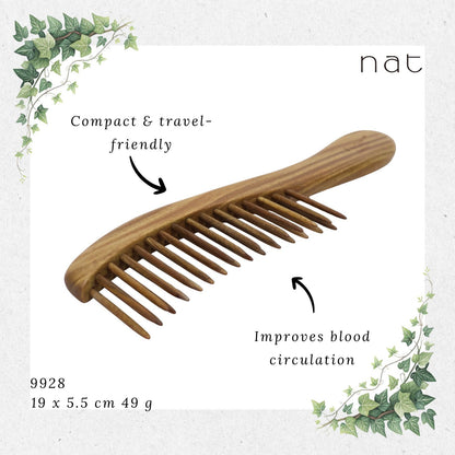 NAT PREMIUM Natural Green Sandalwood Hair Detangler Anti-Static Comb [9848]