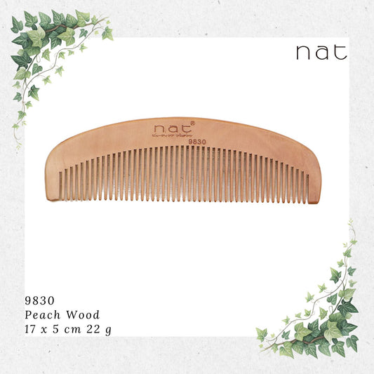 NAT Natural Gold Peach Wood Fine Tooth Anti-Static Comb [9830]
