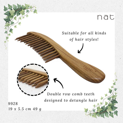 NAT PREMIUM Natural Green Sandalwood Hair Detangler Anti-Static Comb [9848]