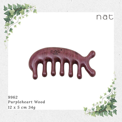 NAT Natural Purpleheart Wood Wooden Massage Anti-Static Fish Bone Gua Sha Comb [9962]