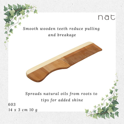 NAT Natural High Quality Light & Portable Anti-Static Wooden Comb [603]