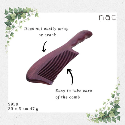 NAT Natural Purpleheart Hardwood Wooden Anti-Static Wood Comb [9958]