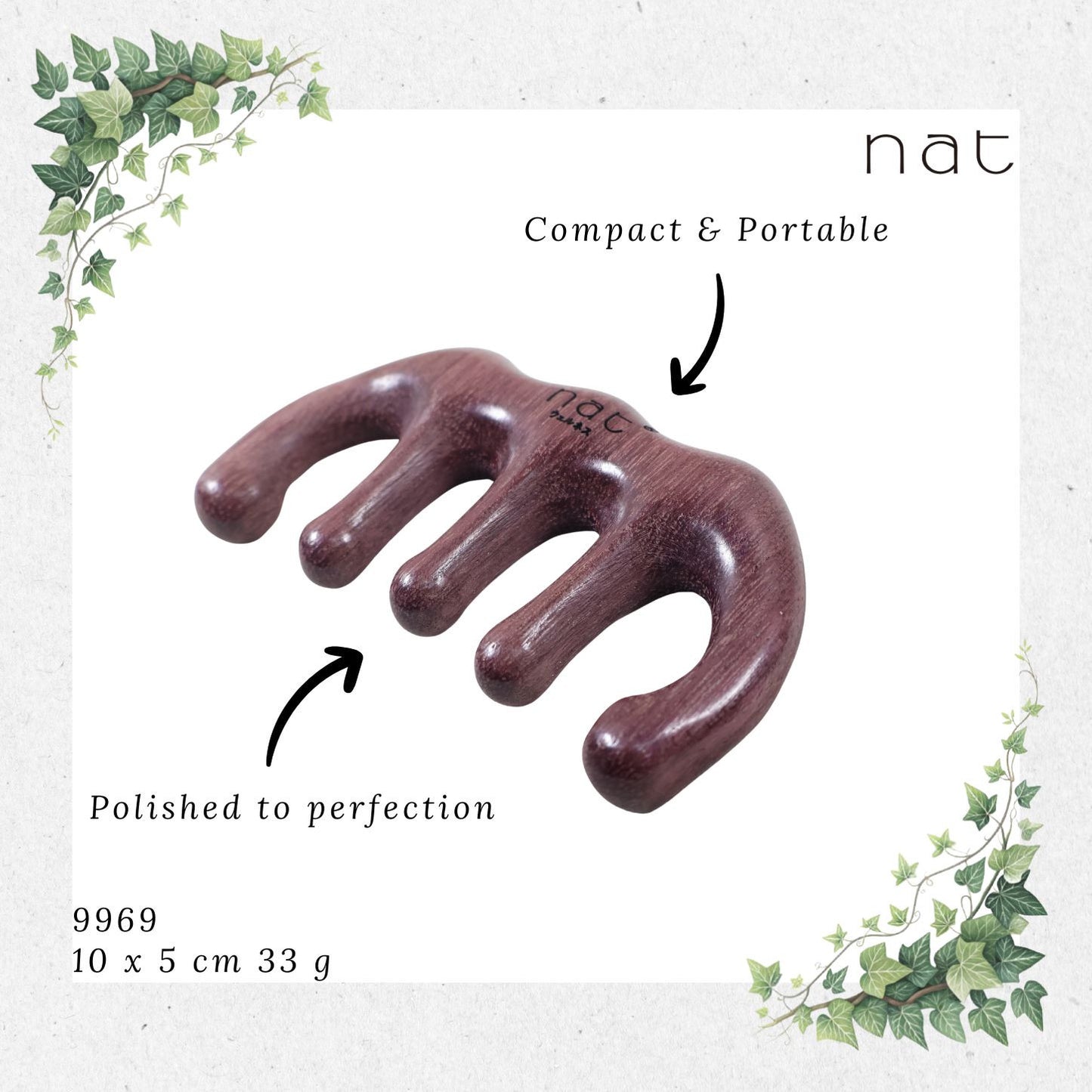NAT Natural Purpleheart Wood Wooden Massage Anti-Static Gua Sha Comb [9969]