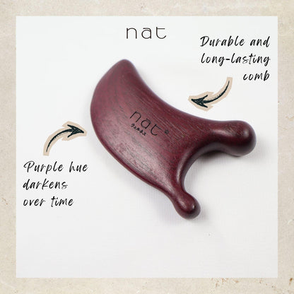 NAT Natural Purpleheart Wood Wooden Massage Anti-Static Gua Sha Comb [9983]