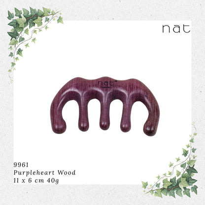 NAT Natural Purpleheart Wood Wooden Massage Anti-Static Gua Sha Comb [9961]