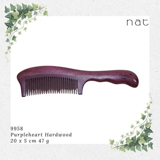 NAT Natural Purpleheart Hardwood Wooden Anti-Static Wood Comb [9958]