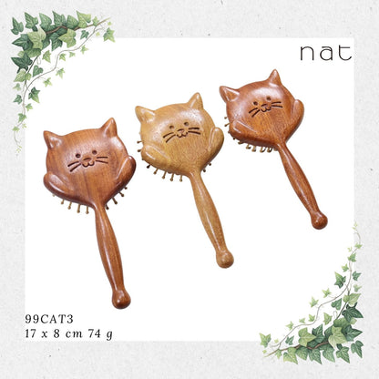 NAT Natural Gold Sandalwood Wood Kitty Hair Brush [99CAT3]