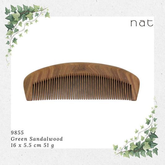 NAT Natural Green Sandalwood Fine Tooth Anti-Static Comb [9855]