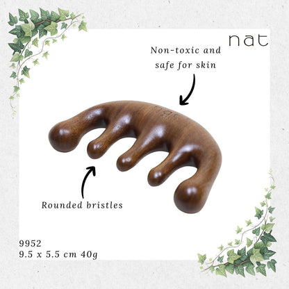 NAT Natural Red Sandalwood Wooden Massage Anti-Static Gua Sha Comb [9952]