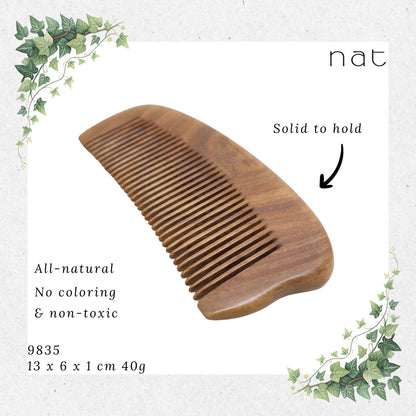 NAT Natural Green Sandalwood Fine Tooth Anti-Static Comb [9835]