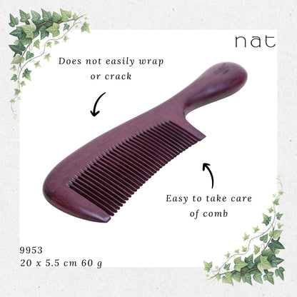 NAT Natural Purpleheart Hardwood Wooden Anti-Static Wood Comb [9953]