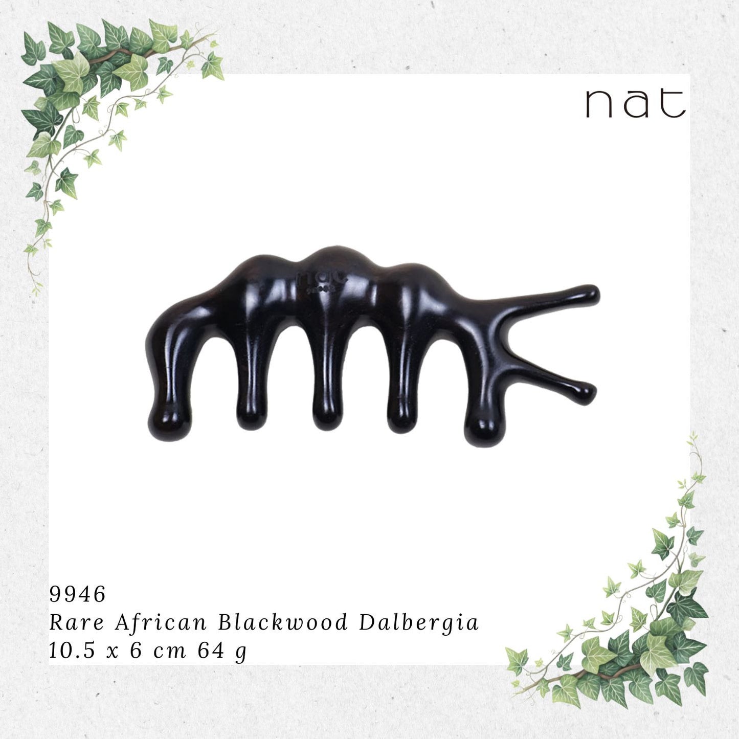 NAT Natural Rare African Blackwood Dalbergia Wood Wooden Massage Anti-Static Gua Sha Comb [9946]
