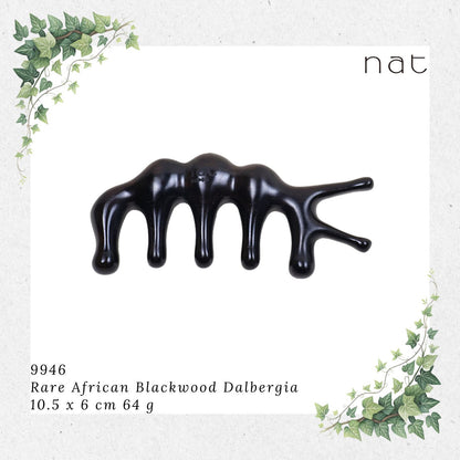 NAT Natural Rare African Blackwood Dalbergia Wood Wooden Massage Anti-Static Gua Sha Comb [9946]