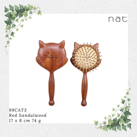 NAT Natural Gold Sandalwood Wood Kitty Hair Brush [99CAT3]