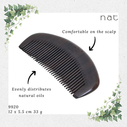 NAT Natural Chacate Preto Wooden Wood Narrow Tooth Portable Anti-Static Comb [9920]