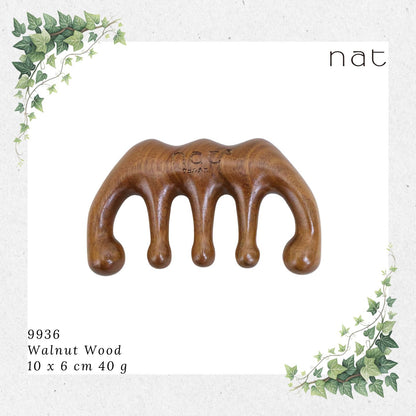 NAT Natural Walnut Wooden Wood Massage Anti-Static Comb for Gua Sha and Massaging Sikat Kayu [9936]