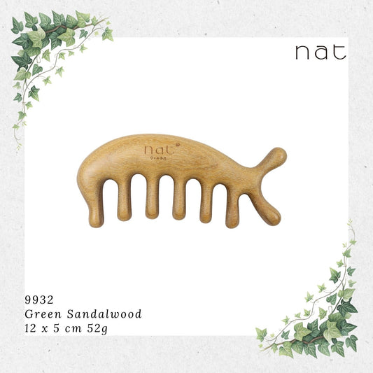 NAT Natural Argentinian Green Sandalwood Wood Wooden Massage Anti-Static Multifunctional Gua Sha Comb Sikat Kayu [9932]