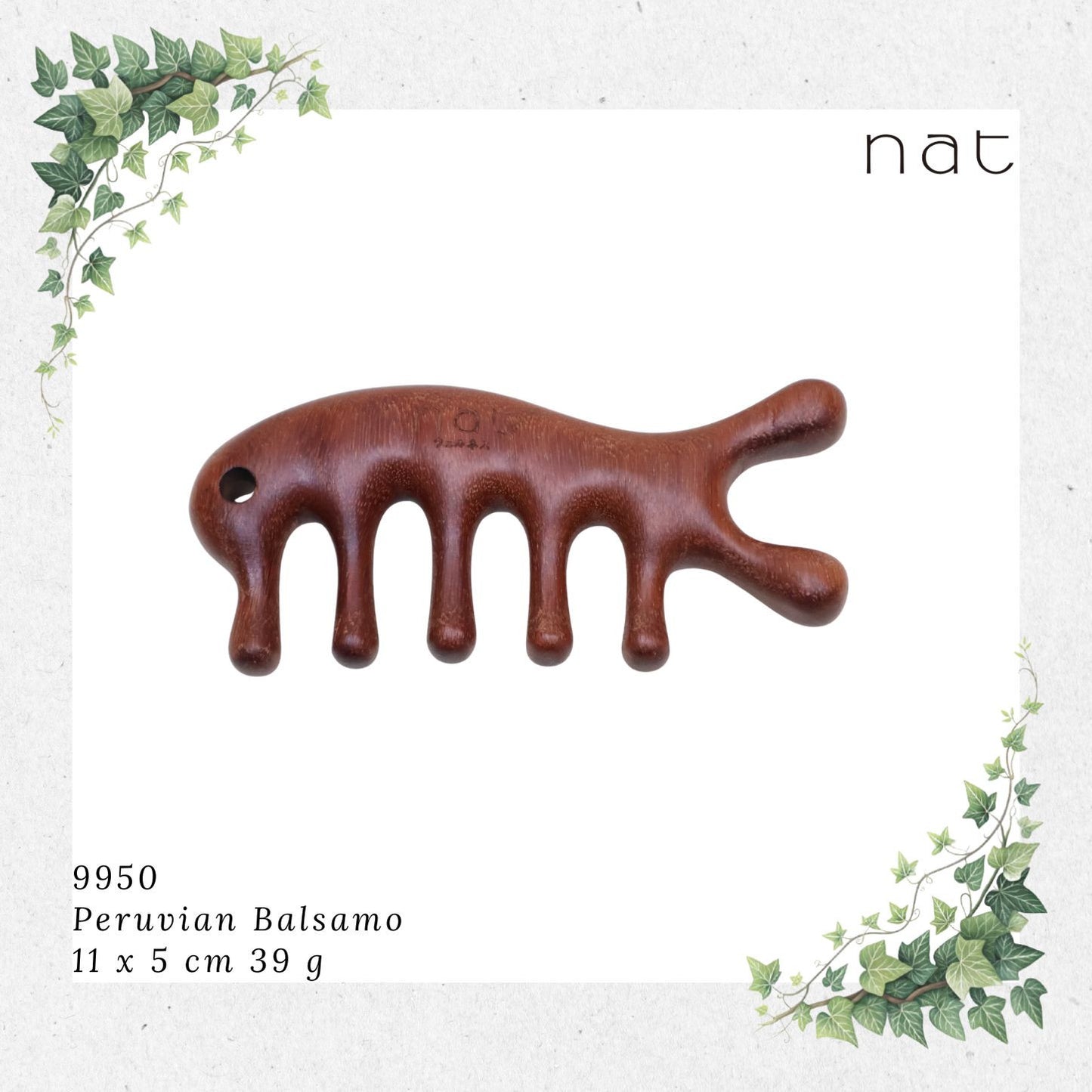 NAT Natural Peruvian Balsamo Wood Wooden Massage Anti-Static Gua Sha Fish Bone Comb [9950]