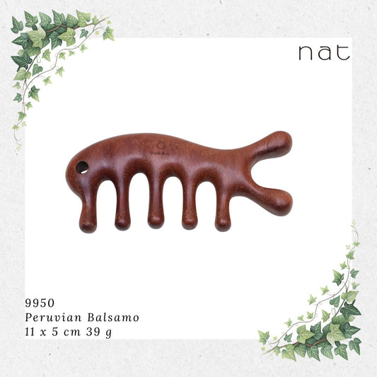 NAT Natural Peruvian Balsamo Wood Wooden Massage Anti-Static Gua Sha Fish Bone Comb [9950]