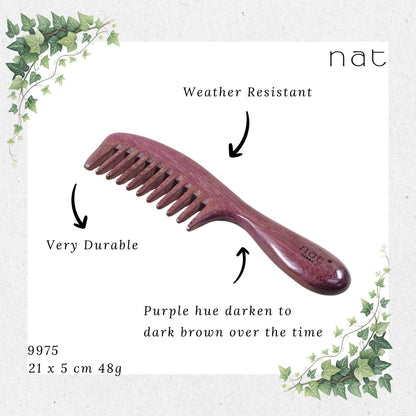NAT Natural Purpleheart Wood Comb [9975]