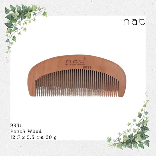NAT Natural Gold Peach Wood Fine Tooth Anti-Static Comb [9831]