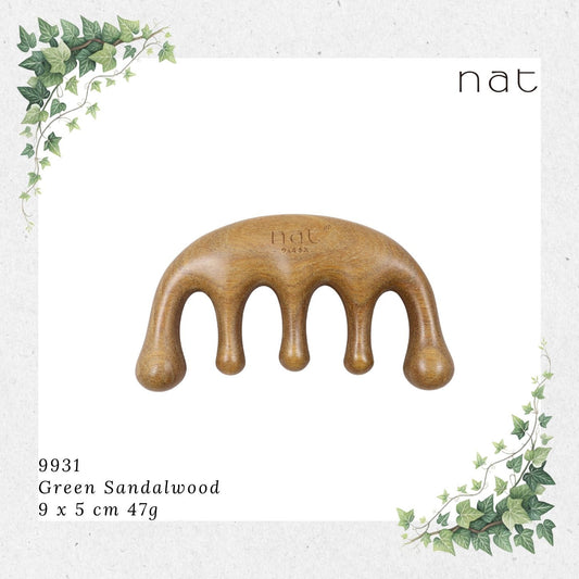 NAT Natural Argentinian Green Sandalwood Massage Anti-Static Comb for Gua Sha and Massaging [9931]