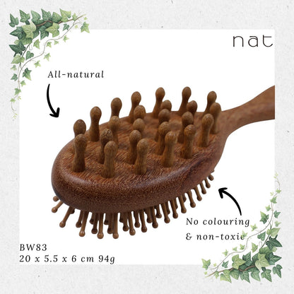 NAT Natural Massaging Massage Red Sandalwood Paddle Brush [BW83]